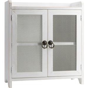 COLLECTIVE HOME - 2 Tiered Storage Cabinet, Countertop Cabinet, Wood Organizer for Kitchen Living Room Bedroom Bathroom Office with Magnetic Door, 15.75 x 14.5 x 6.5, White, 02
