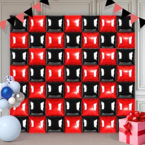 50Pcs Black and Red Party Decorations Square Balloon Wall Balloon Backdrop Double-Sided Mylar Square Balloons Multi-Color Options Shiny Backdrop for Birthday Parties Weddings Baby Showers & Events