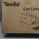 Extra Large Stainless Steel Litter Box with Lid, High Sided Enclosed Metal Cat Litter Pan, Dog Proof Front Entry Top Exit, Odor Control Easy Clean Leak Proof, Includes Scoop & Step, Light Gray