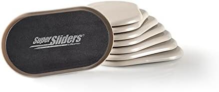 Super Sliders 3 1/2" x 6" Oval Reusable Furniture Sliders for Carpet - Effortless Moving and Surface Protection, Beige (2 Pack)