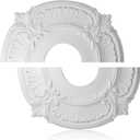 Uenhoy Split Lighting Ceiling Medallions for Light Fixtures and Ceiling Fans, 12" OD x 3.5" ID Vintage Ceiling Cover Plate, PU Ceiling Fan Medallion, White