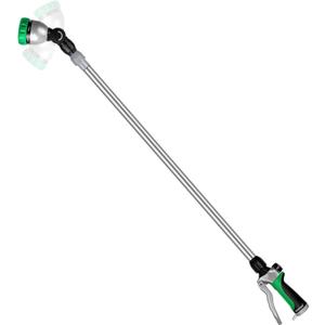RESTMO 36-60 Metal Watering Wand, Long Telescopic Tube | 180 Adjustable Ratcheting Head | 7 Spray Patterns | Flow Control, Perfect Garden Hose Sprayer to Water Hanging Baskets, Shrubs, Green