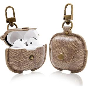 for AirPods 4 Case 2024, Full-Body Protective AirPods 4th Case Cover for Women Men Compatible with AirPods 4th Wireless Charging Case with Keychain-Brown