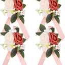 Lyrow Set of 4 Floral Shoulder Corsages,White and Dusty Rose Mother of The Bride Corsage,Artificial Flower Corsage Boutonniere for Mom Wedding Ceremony Church Anniversary Formal Dinner Party