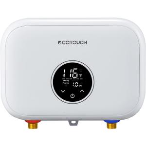 Tankless Water Heater Electric, ECOTOUCH 6kW 240V Point of Use Water Heater on Demand Water Heaters Instant Hot Water Heaters ETL Certificated Self-modulation ECO60SE White