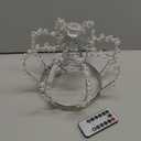 LAWOHO Christmas Tree Topper Star, Jeweled Crown with 60 Warm White LED USB Lighted Tree Topper, Xmas Tree Decor with Remote Control 8 Lighting Mode, Timer, Dimmer for Christmas Tree OrnamentSilver