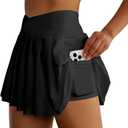 SHENHE Women's Pleated Tennis Skirt High Waisted Athletic Golf Skort Mini Skirt with Pockets (X-Large, Black)