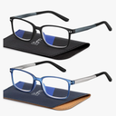 EASY READ 2 Pairs Sporty Style Reading Glasses for Men，Rectangular TR90 Blue Light Blocking Readers with Spring Hinge 1.5