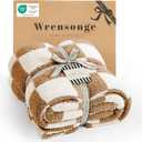 WRENSONGE Fall Checkered Throw Blanket, Burnt Orange Soft Cozy Fluffy Warm Hand Made Throw Blankets for Couch, Sofa, Chair, Bed, Camping, Picnic, Travel Lightweight Bed Blanket - 50"*70"