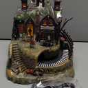 Halloween Decorations Indoor 9 Inch 3AA Batteries/USB LED Lights Moving Train Haunted House Halloween Music Village Sets