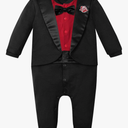 A&J DESIGN Baby Boy Tuxedo Gentleman Footie One-piece Romper with Bow Tie Newborn-9 Months