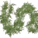 Pine Garland Christmas Decoration Clearance, 6ft Christmas Greenery Garlands Realistic Cypress Leaves Cedar Garland for Holiday Mantel Fireplace Table Centerpiece Decor