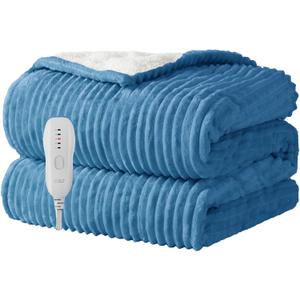 Heated Blanket Electric Throw 50X60-Heating Blanket with 5 Heat Settings-3 Hours Auto Off,ETL Certified,Machine Washable (Blue)