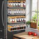 SMRCAD Magnetic Spice Rack for Refrigerator, 4pack Magnetic Shelf for Fridge Space Saving Seasoning Organizer for Any Metal Surface No Drilling Needed (GREY -cut out, 4pack)
