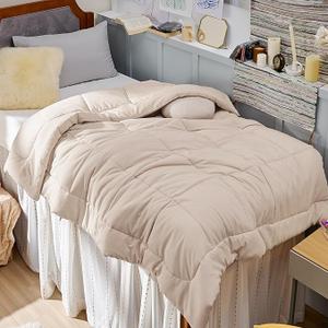 Bedsure Comforter Duvet Insert - Quilted Comforters Twin Size, All Season Duvet, GentleSoft™ Down Alternative Bedding, with 8 Tabs, Gifts for Women/Men, Beige, Twin 88 x 68 Inches