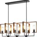 37.8" Dining Room Light Fixture, 8-Light Adjustable Farmhouse Chandelier, Industrial Large Pendant Lights Kitchen Island Chandeliers for Kitchen with Rotatable Lamp Head