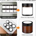 4 oz Glass Jars with Lids, 16 Pack Amber Jars with Lids & Inner Liners, Wide Mouth | Glass Black Mason Jars for Cream, Lotion, Honey, Jam, Jelly | Kitchen & Home