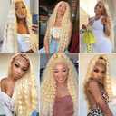 613 Bundles Human Hair Blonde Deep Wave Bundle 12 14 16 Inch Brazilian Virgin Mixed Length 3 Bundles 613 Deep Wave Bundle Hair Weave 300g