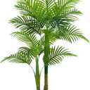 4FT Artificial Palm Tree - Tropical Faux Golden Cane Palm Tree UV Resistant Tall Fake Plant Indoor with Black Pot for Home Office Living Room Indoor Outdoor Decor Housewarming Gift