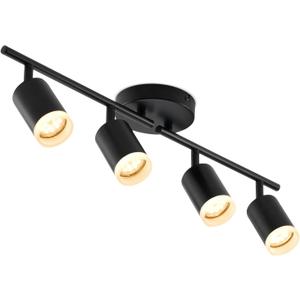 Bojim Flexible Led Track Lighting, 4-Light Black Track Lighting Fixtures Ceiling, Ceiling Spotlight with Foldable Light Arms for Kitchen, Closet, Bedroom(GU10 Socket, Bulbs Not Included)