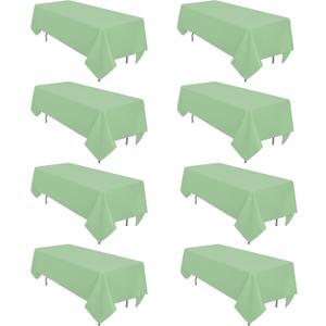 8 Pack Light Green Tablecloth 60 x 102 Inch Rectangular Tablecloths for 6 Foot Rectangle Tables, Wrinkle Resistant Green Table Cloth Washable Polyester Fabric for Party Wedding Banquet