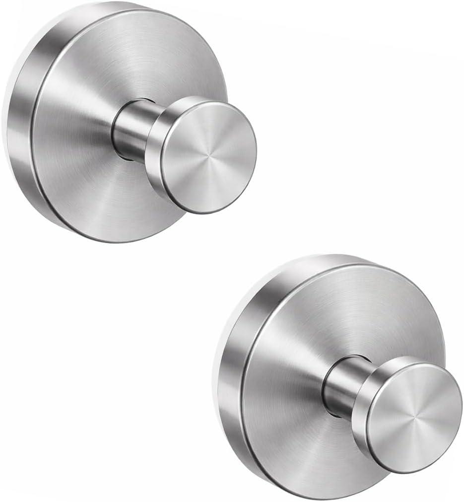 MOTAIPEAK Suction Cup Hooks for Shower,Upgraded Strong Suction Hooks for Inside Shower,Removable Towel Hooks for Bathroom, Glass, Window, Tile,Waterproof & Reusable, No Drilling,Silver (2 Pack)