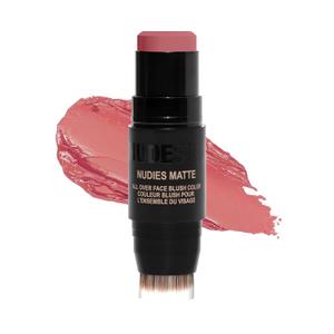 Nudestix Nudies Blush Stick  3-in-1 Cream Blush for Cheeks, Eyes & Lips with Built-In Brush | Soft Matte Finish for a Natural Flush (Cherie)