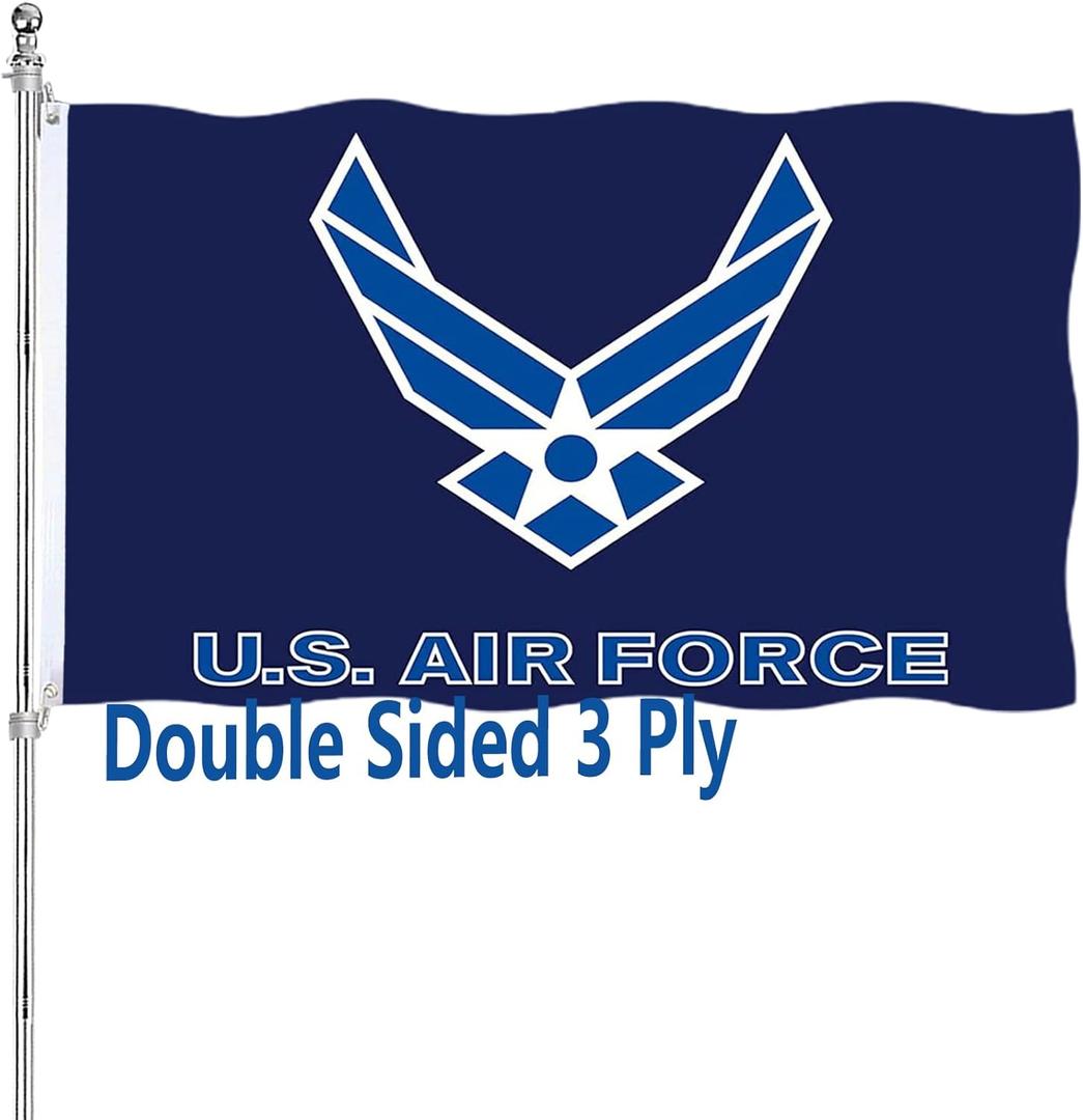 US Air Force Wings Flag Double Sided 3x5 Heavy Duty United States Wings Military Flag 3 Ply 200D Polyester and Durable Canvas Header with 2 Brass Grommets