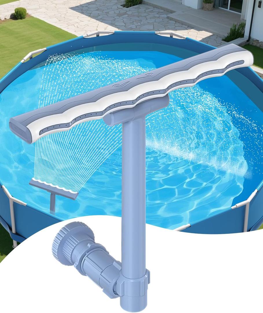 【2026 Upgrade】 Pool Fountain for Above and In-Ground Pools, 360° Adjustable Wide Waterfall Sprinkler with Extension Tube, Swimming Relaxation & Cooling 10-20 Degrees ﻿ ﻿ ﻿ ﻿