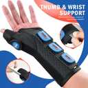 FEATOL Carpal Tunnel Wrist Brace Night Support, Thumb Spica Splint Right Hand for De Quervains Tenosynovitis, Tendonitis, Thumb Brace for Women Men, Black Blue, Small/Medium