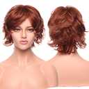 S-noilite Short Auburn Wispy Loose Curls Pixie Wig Heat Resistant Sysnthetic Hair Full Wig For Women Lady Natural Cosplay Party