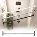 Oracra Closet Rod Adjustable Angled Wall Closet Rod Bracket, Stainless Steel Corner Shower Stall Curtain Rod Tension, Swivel Round Tube Clothes Hanging Support Pole(Silver,55-75cm(21 5/8"-29 1/2"))