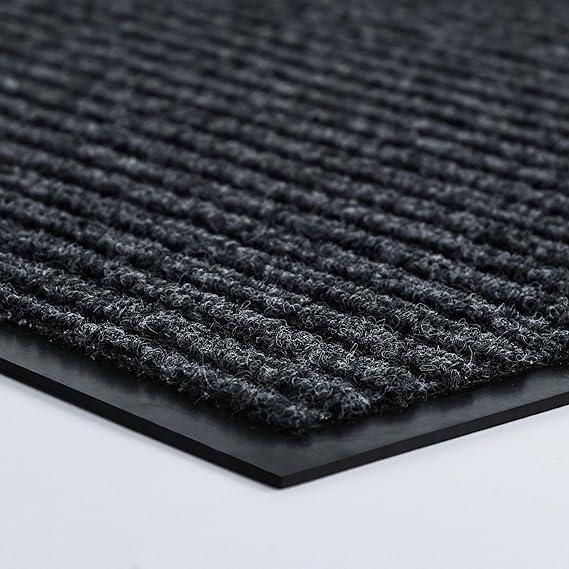Durable Indoor Outdoor Door Mats for Entryway, Heavy Duty Front Door Mat, 72" x 36" Low Profile Welcome Mats for Entry, Stain and Fade Resistant Indoor Outdoor Entrance Mat (Dark Grey Striped)