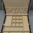 ProCase Jewelry Box for Women, 2 Layers Large Leather Jewelry Organizer Storage Case with Removable Pad for Earrings -Black