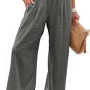 Vansha Women Summer High Waisted Cotton Linen Palazzo Pants Wide Leg Long Lounge Pant Trousers with Pocket (XX-Large, Dark Gray)