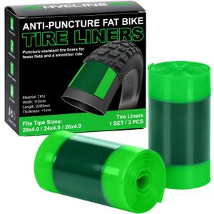Hycline 2 Pack Fat Tire Liners, 110mm Wide TPU Puncture Proof Inserts for 20/24/26x4.0 Inch Fat Bike & E-Bike Tires, Durable Anti-Flat Tube Protectors for Smooth Rides