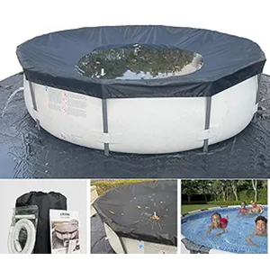 33 Ft Pool Cover, with Automatic Drain Round Pool Cover, One-Piece Quick Installation and Removal Above Ground Pool Cover, Preventing Waterlogging, UV Protected Solar Swimming Pool Cover
