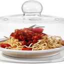 10 Inch Borosilicate Glass Microwave Splatter Cover for Food, All Glass Tall Splatter Guard Microwave Plate Light Serving Dish Covers Lid with Handle for Heating Food