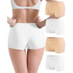 Anyball Women's Boyshorts Underwear Cotton, Full Coverage Panties, Womens Boyshort Boxer Briefs Breathable for Women 4 Pack, S