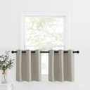 NICETOWN Kitchen Valances for Half Window, Farmhouse Grommet Window Tiers for Living Room, Room Darkening Country Small Curtains for Bathroom (Natural, 1 Pair, 42" Wide x 24" Long)