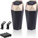 Car Trash Can, 2 Pack Car Trash Bin with Lid, Car Accessories for Women Interior, Car Garbage Can with Additional 2 ABS Hooks and 60pcs Trash Bags, Suitable for Home, Office, Car Organizer, Gold