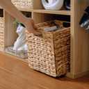 10.5x10.5 Water Hyacinth Storage Baskets, Collapsible Square Wicker Baskets Cube Storage Bins for 11 Inch IKEA Kallax, Set of 3
