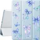 Cute Butterfly Bow Pad Case for 10.9 Inch iPad 2022/2025, Clear TPU Smart Stand Back Cover with Pencil Holder, for iPad 10th/11th Generation Auto Wake/Sleep Protective Case