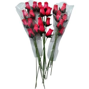 24 Individual Red Wooden Roses