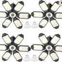Led Garage Lights 4 Pack 200W Super Bright Ceiling Led Shop Lights, E26/E27 Base, 6500K, 22000LM Deformable Garage Light Ideal for Basement, Attic and Workshop