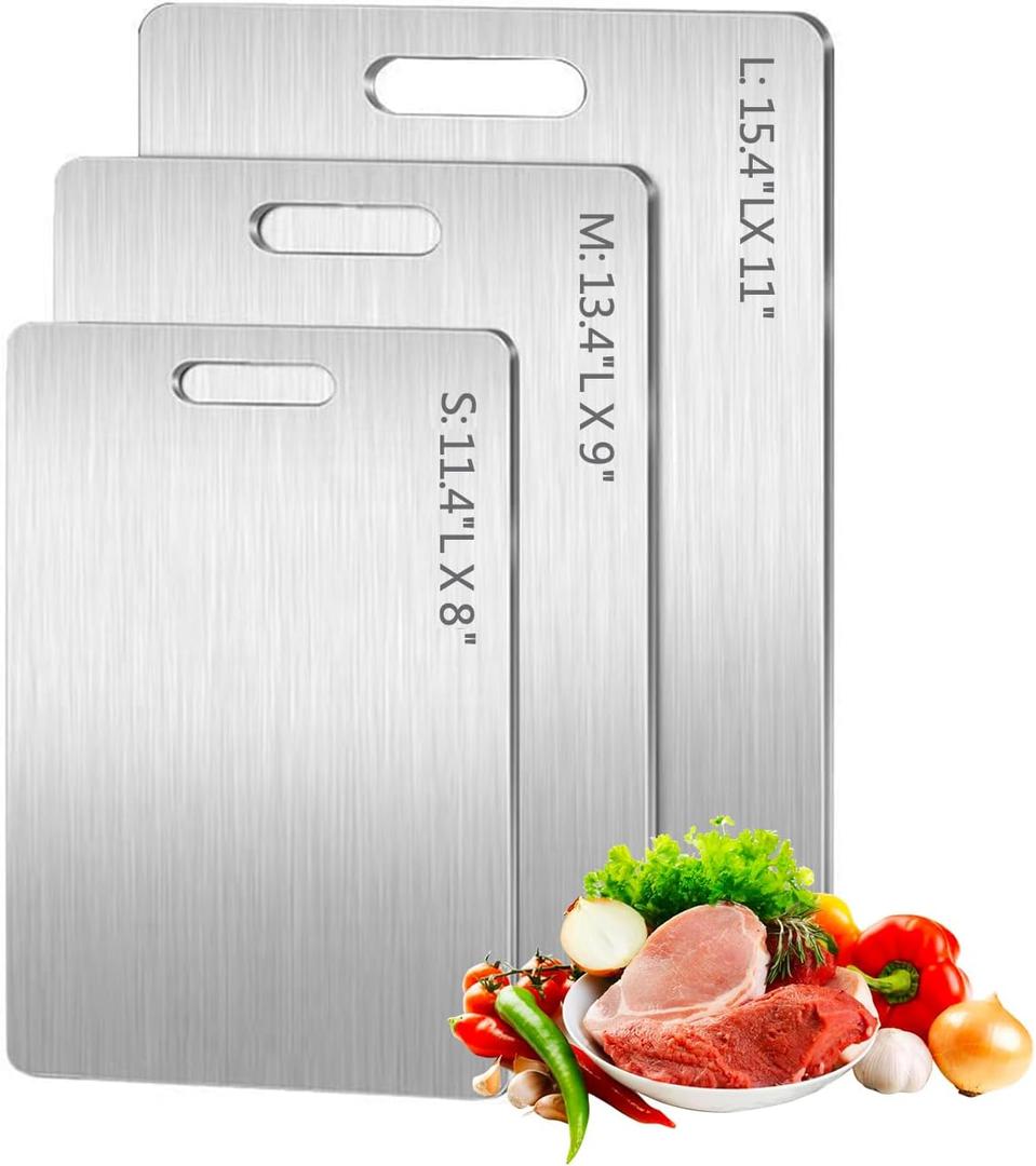 Cutting Boards for Kitchen,Food-Grade Stainless Steel Chopping Board,Hygiene Durable Safe, Suitable For Kitchen Or Outdoor Camping (11.4"L x 8"W)