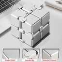 Bonison Infinity Cube Fidget Desk Accessory for Adults, Premium Aluminum Alloy Focus Tool with Carrying Case, Quiet Metal Device for Office, Meetings & Travel
