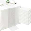 10Pack White Cheesecloth Table Runner Sheer Gauze Cheese Cloth Table Runners, White Table Runner for Wedding Party Baby Shower Home Decor