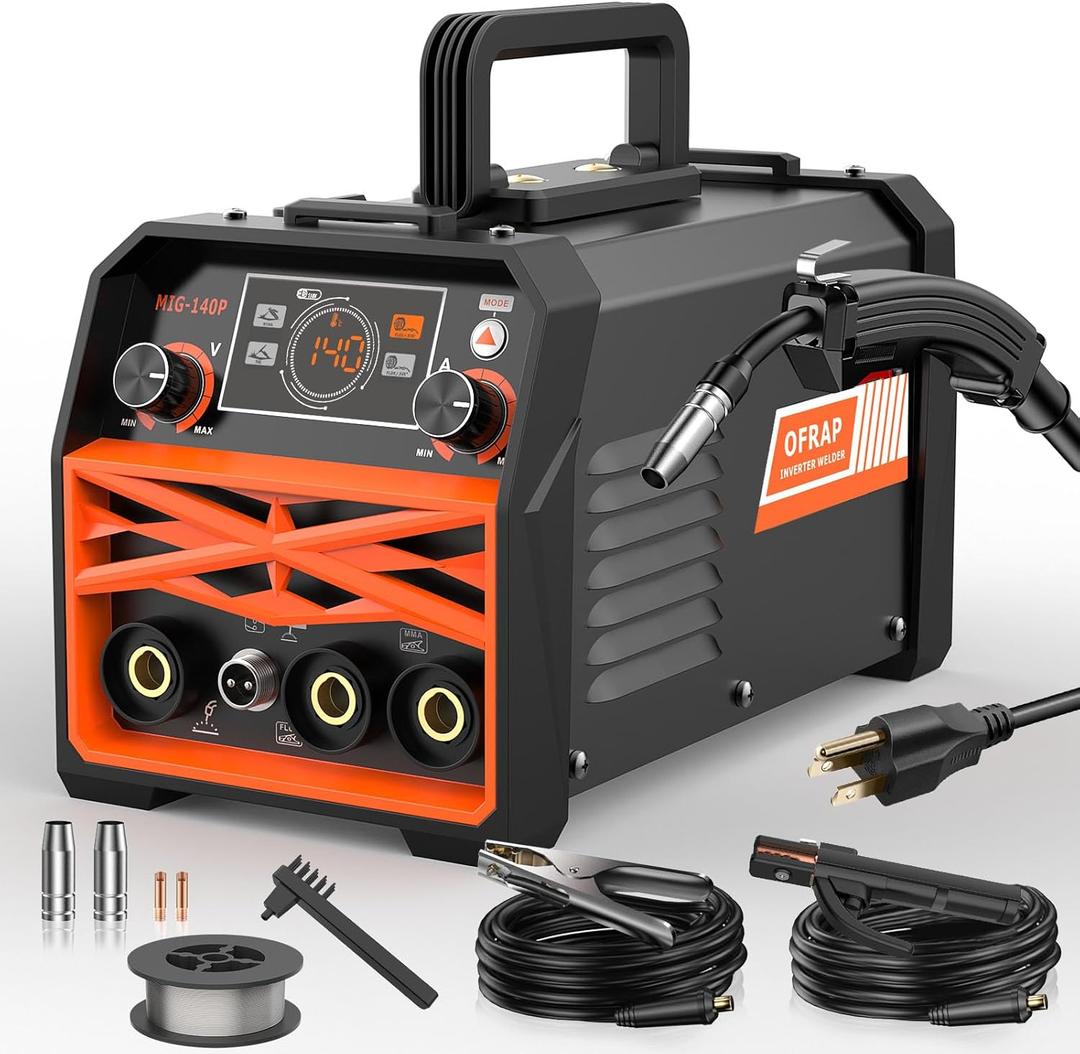 MIG Welder 140A, Flux Core MIG/Stick/Lift TIG 3 In 1 Welding Machine with Synergy, IGBT Inverter 110V Portable Gasless Welder for Home/Garage User, Come with Welding Wire