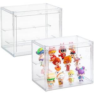 Acrylic Display Cases for Collectibles, 3 Tier Clear Shelf Boxes for Figures, Miniature Dustproof and Stackable Action Figure Display Case (1, Small)